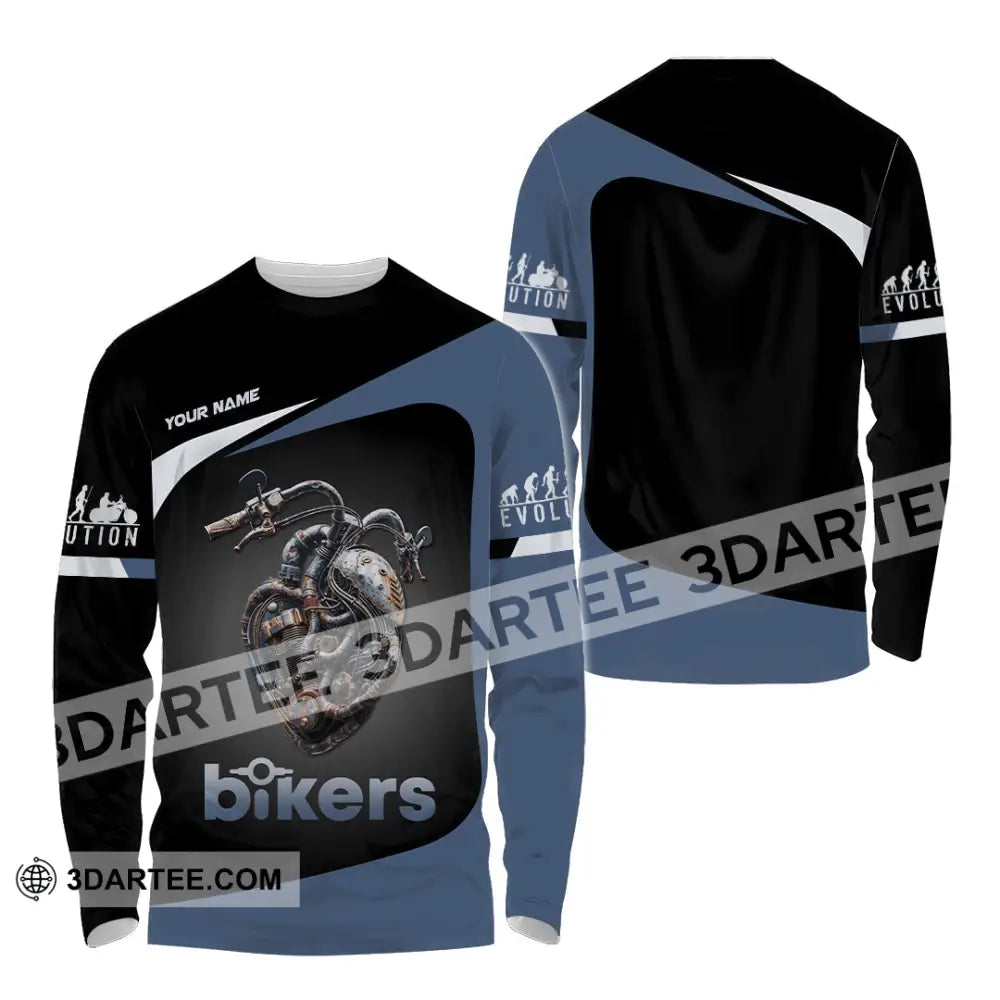 Unisex Shirt - Custom Evolution Heart Biker Shirt Long Sleeve Shirt / S T-shirt