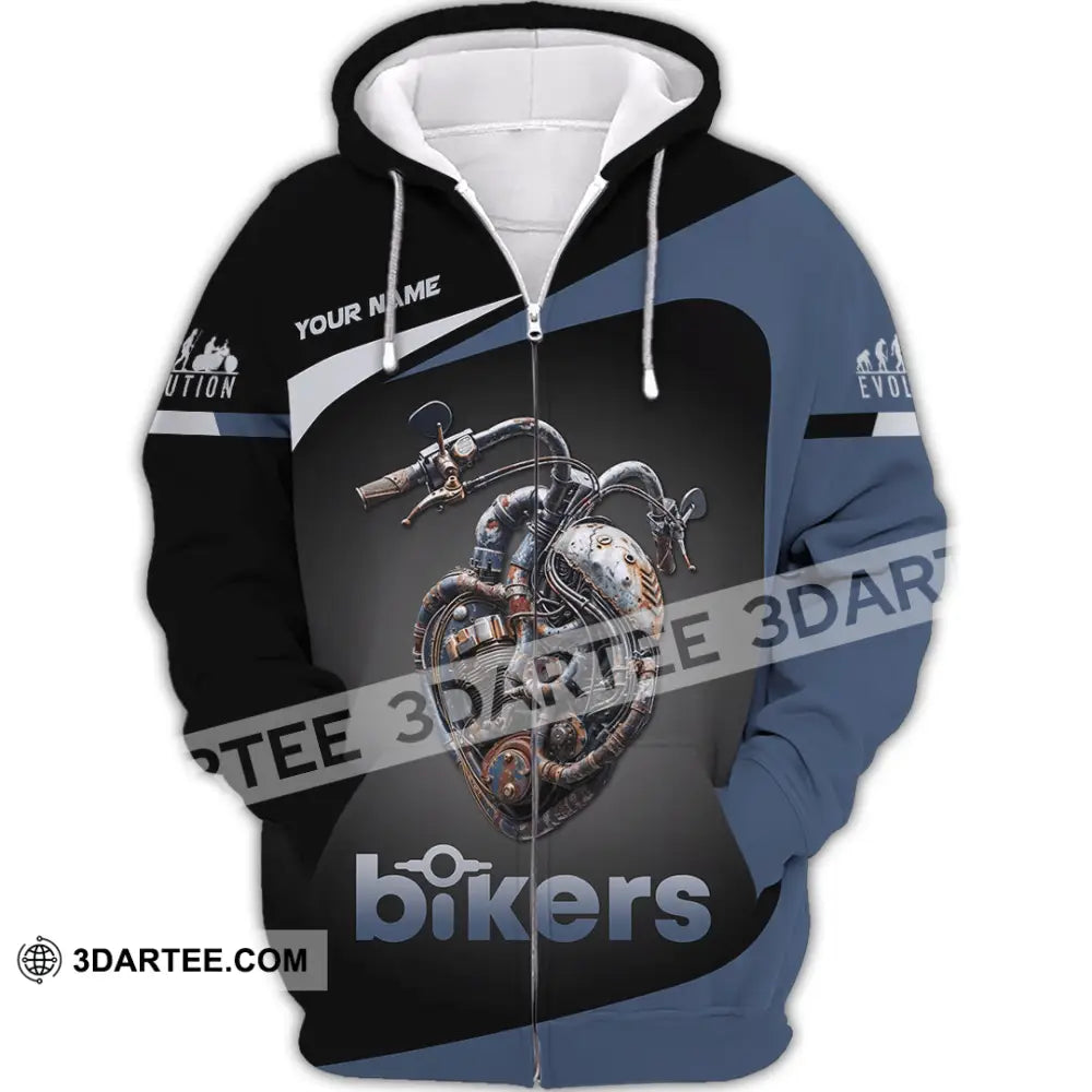Unisex Shirt - Custom Evolution Heart Biker Shirt Zipper Hoodie / S T-shirt