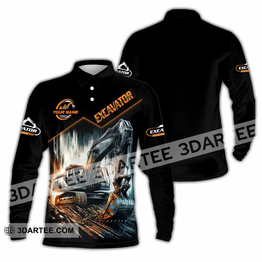 Unisex Shirt - Custom Excavator Shirt - Long Sleeve Polo / S - T-shirt