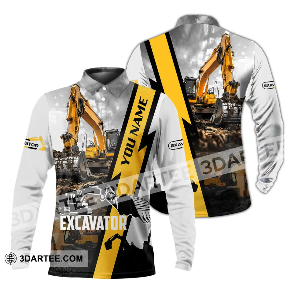 Unisex Shirt - Custom Excavator Shirt - Long Sleeve Polo / S - T-shirt
