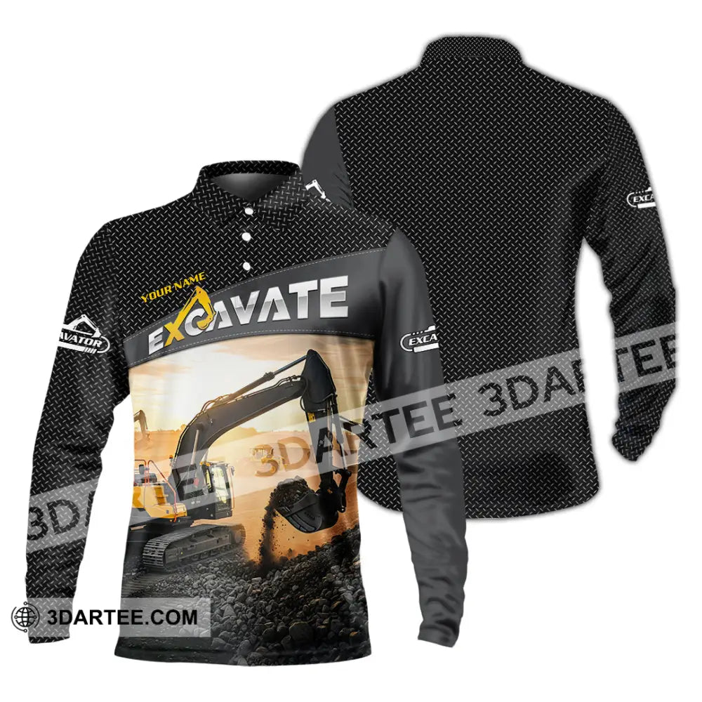 Unisex Shirt - Custom Excavator Shirt - Long Sleeve Polo / S - T-shirt