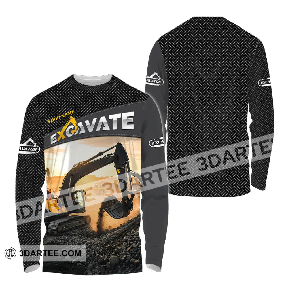 Unisex Shirt - Custom Excavator Shirt - Long Sleeve Shirt / S - T-shirt