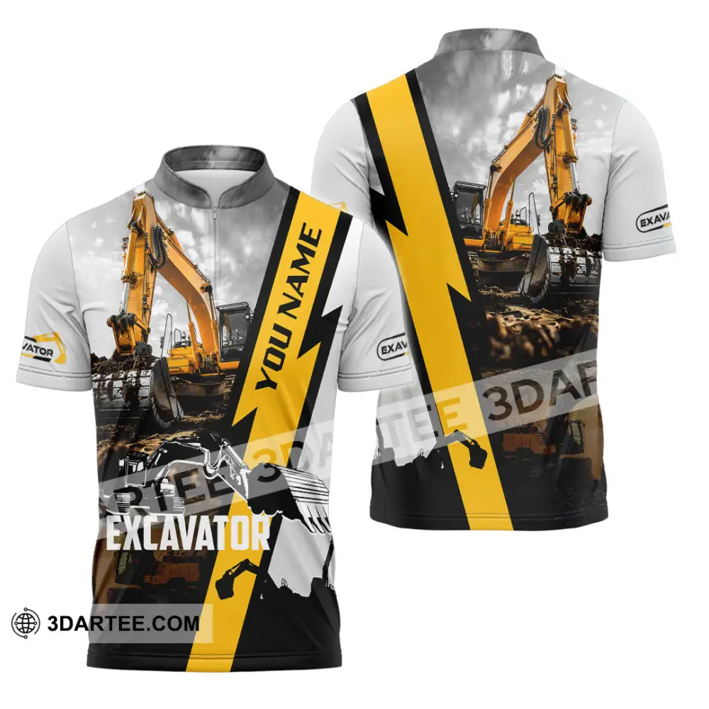 Unisex Shirt - Custom Excavator Shirt - Zipper Polo Shirt / S - T-shirt
