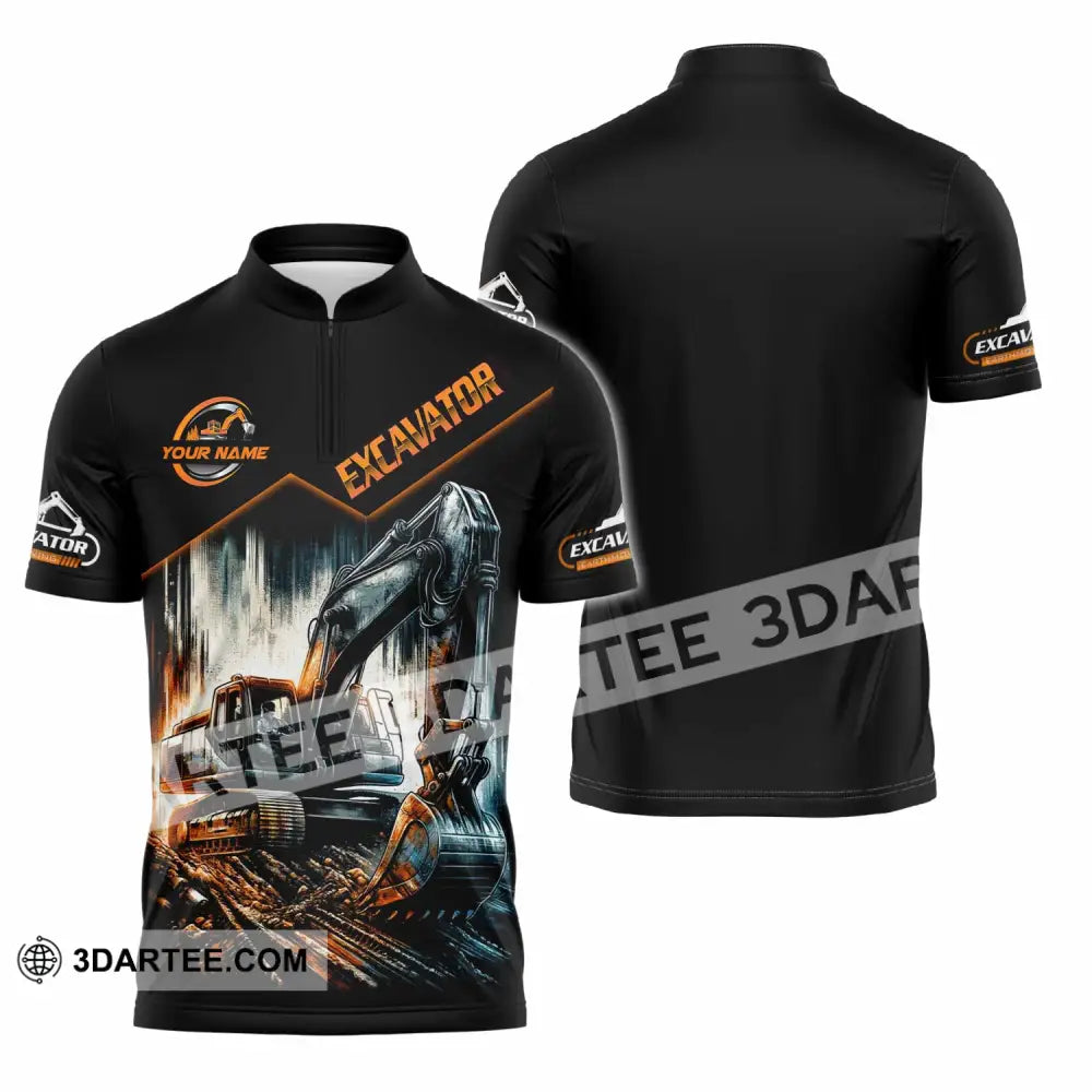 Unisex Shirt - Custom Excavator Shirt - Zipper Polo Shirt / S - T-shirt