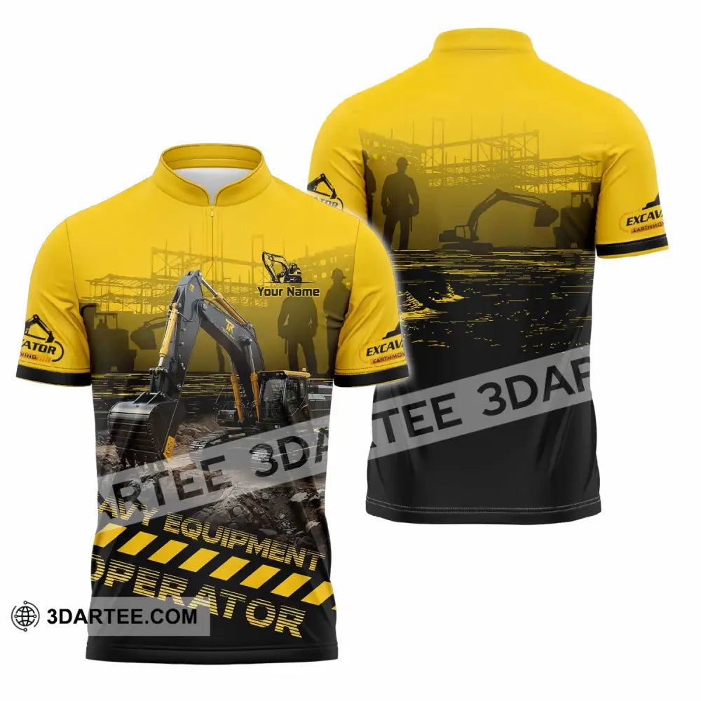 Unisex Shirt - Custom Excavator Shirt - Zipper Polo Shirt / S - T-shirt