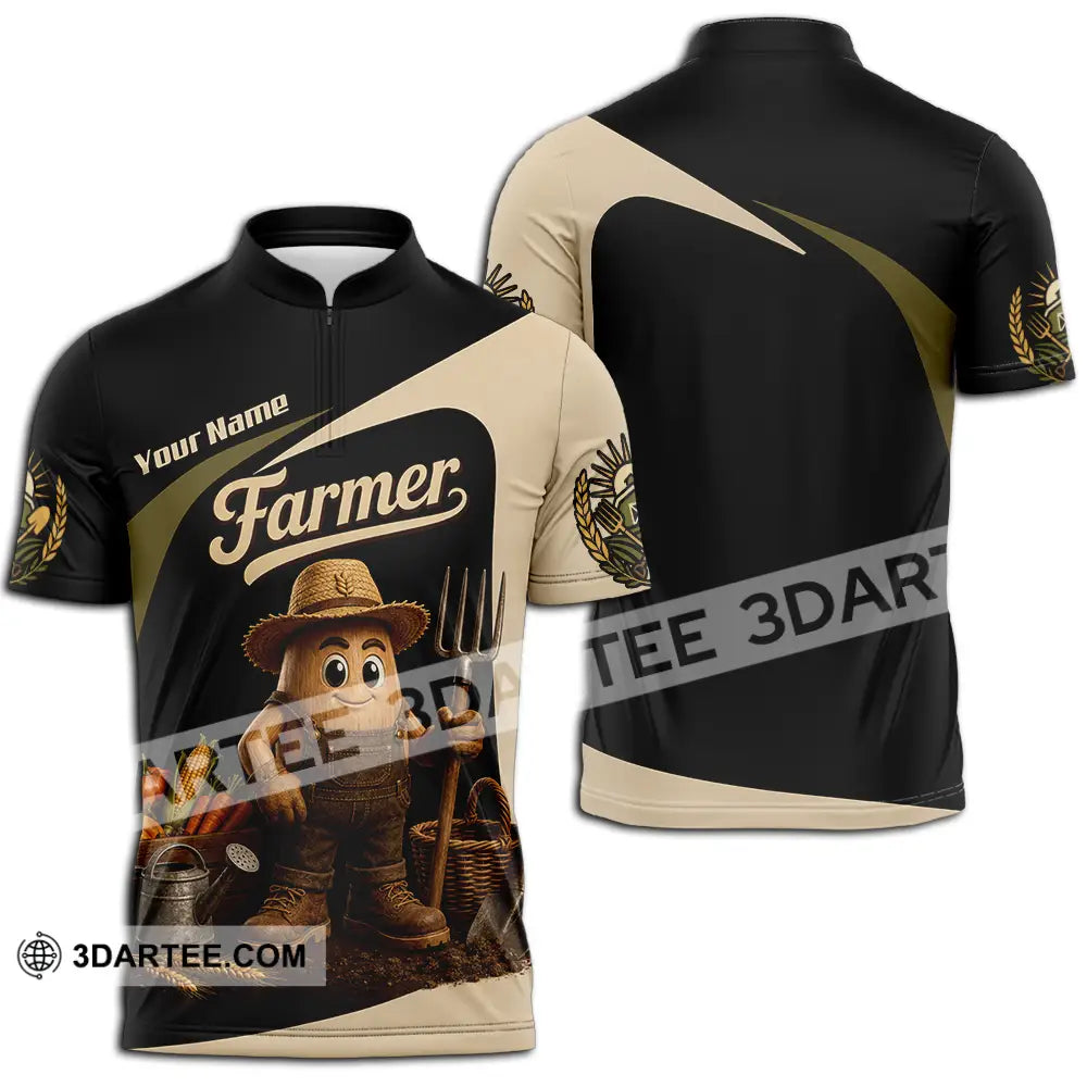 Unisex Shirt - Custom Farmer Shirt - Zipper Polo Shirt / S - T-shirt