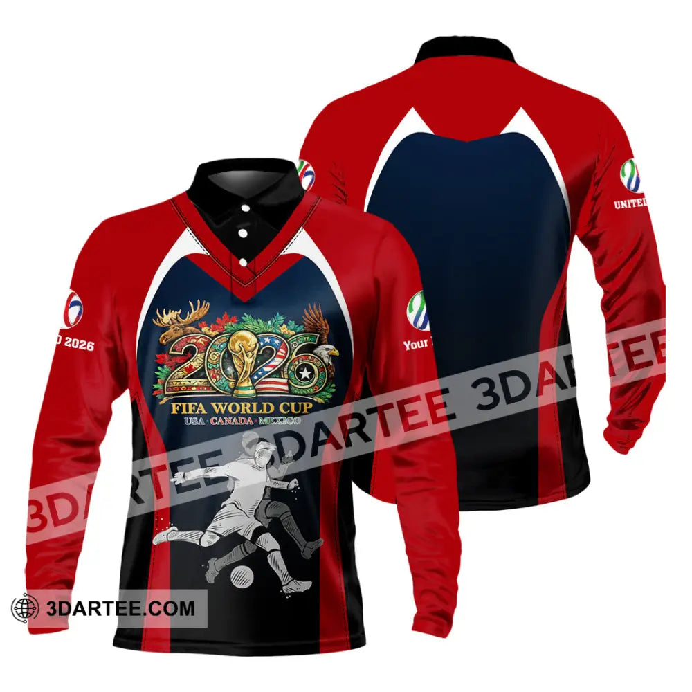 Unisex Shirt - Custom Fifa World Cup 2026 3D Shirt - Long Sleeve Polo / S - T-shirt