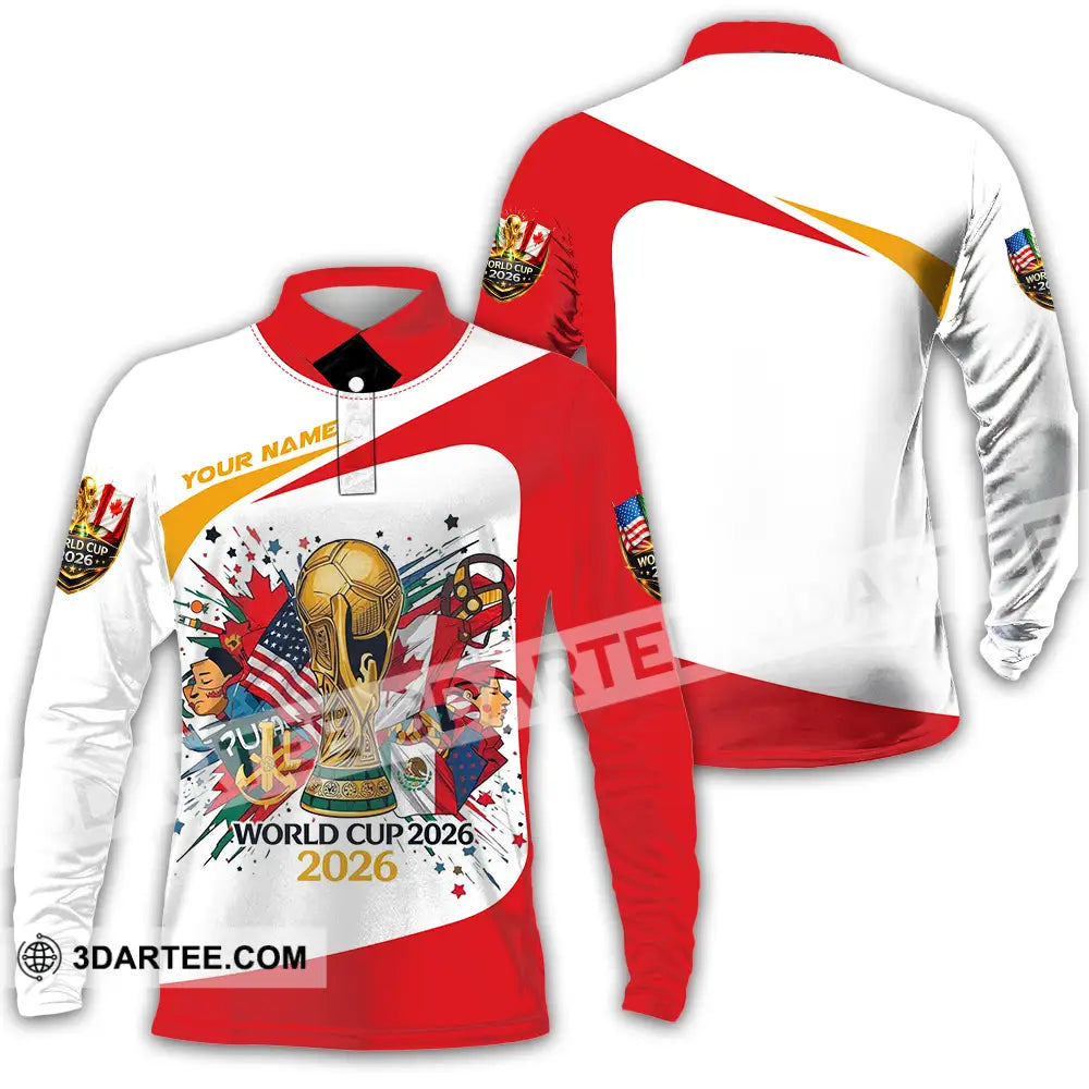 Unisex Shirt - Custom FIFA World Cup 2026 3D Shirt Long Sleeve Polo / S T-shirt