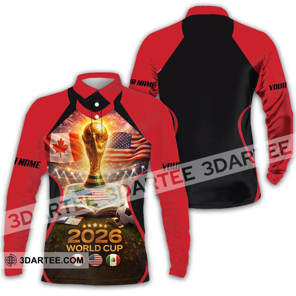 Unisex Shirt - Custom FIFA World Cup 2026 3D Shirt Long Sleeve Polo / S T-shirt