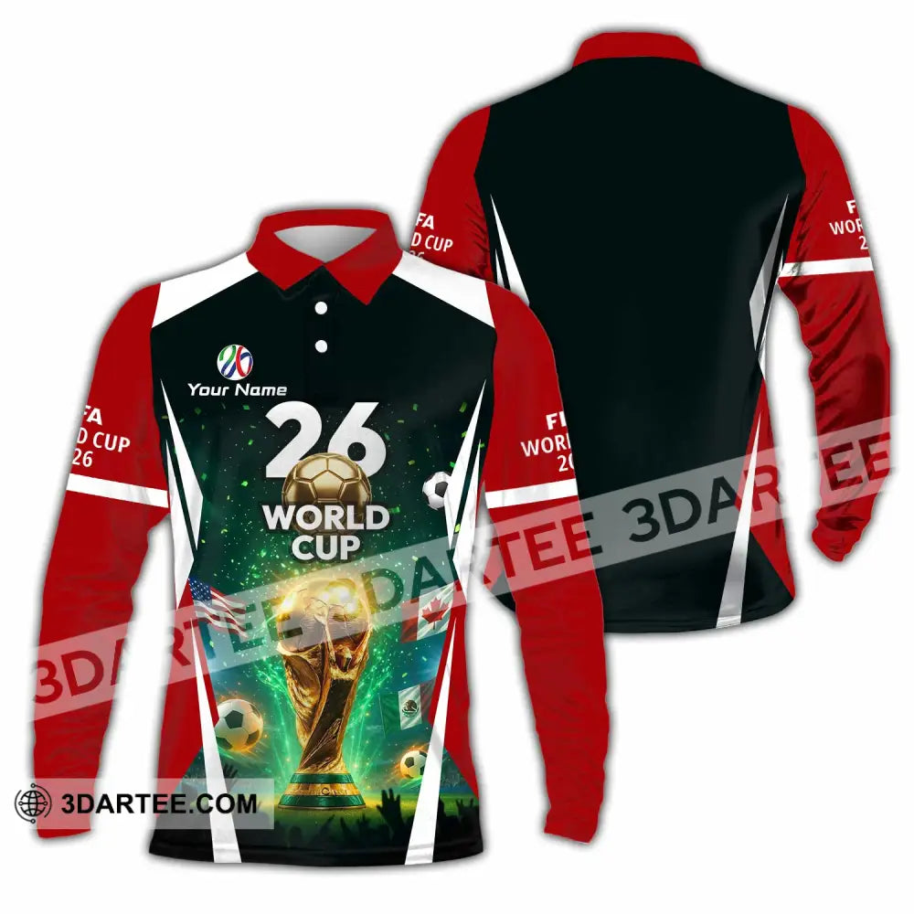 Unisex Shirt - Custom Fifa World Cup 2026 3D Shirt Long Sleeve Polo / S T-shirt