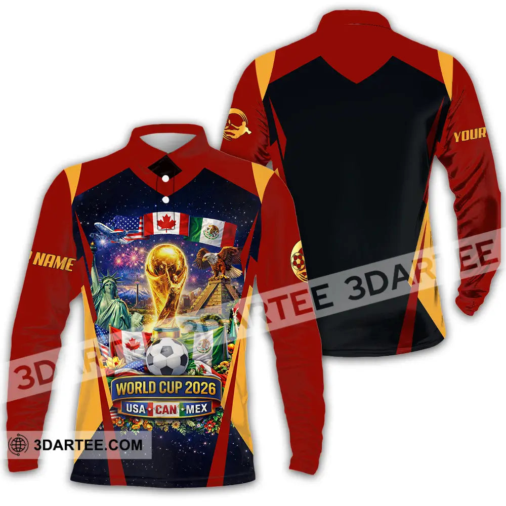 Unisex Shirt - Custom FIFA World Cup 2026 3D Shirt Long Sleeve Polo / S T-shirt