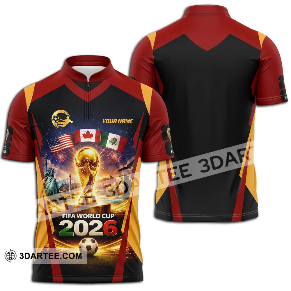 Unisex Shirt - Custom Fifa World Cup 2026 3D Shirt Zipper Polo Shirt / S T-shirt