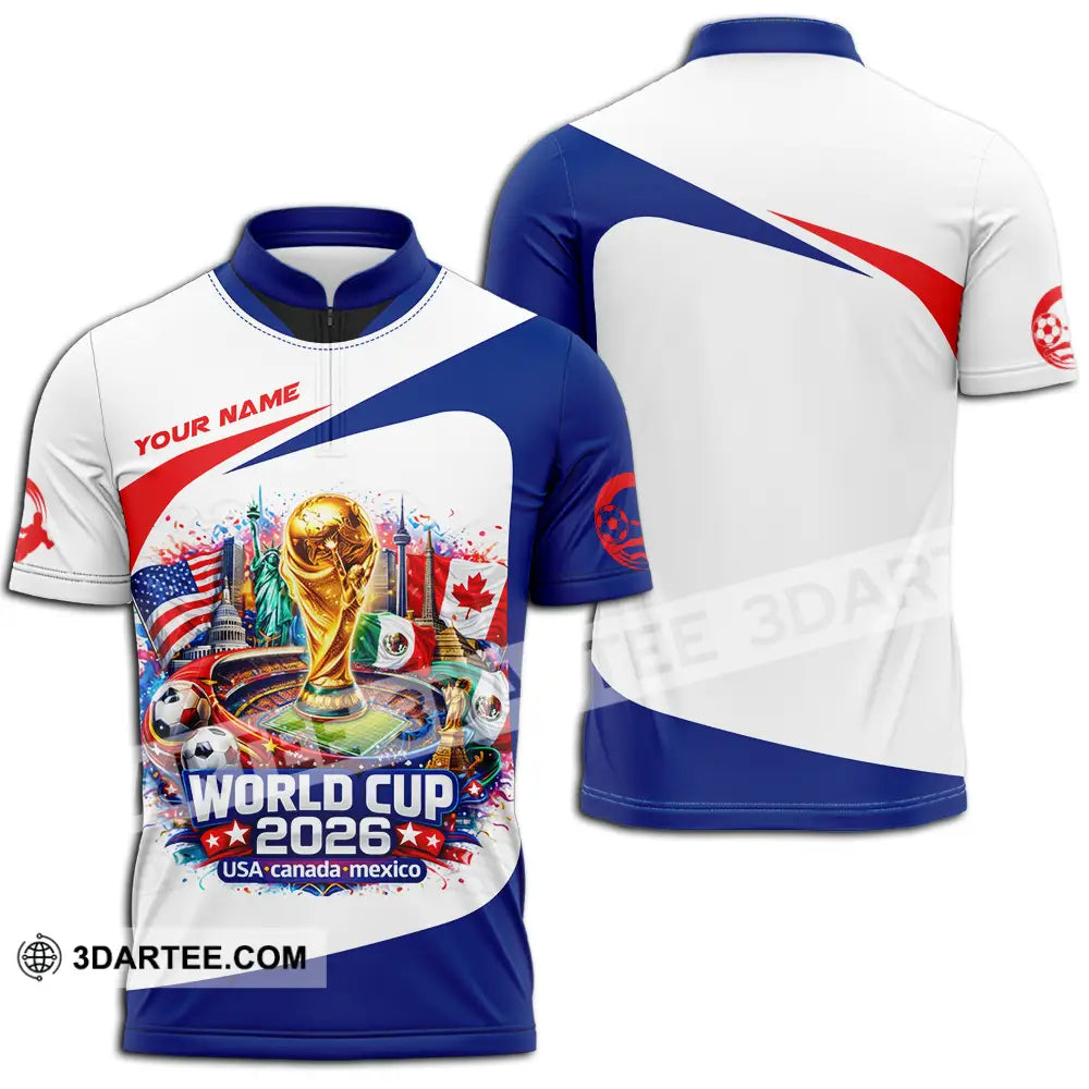 Unisex Shirt - Custom FIFA World Cup 2026 3D Shirt Zipper Polo Shirt / S T-shirt