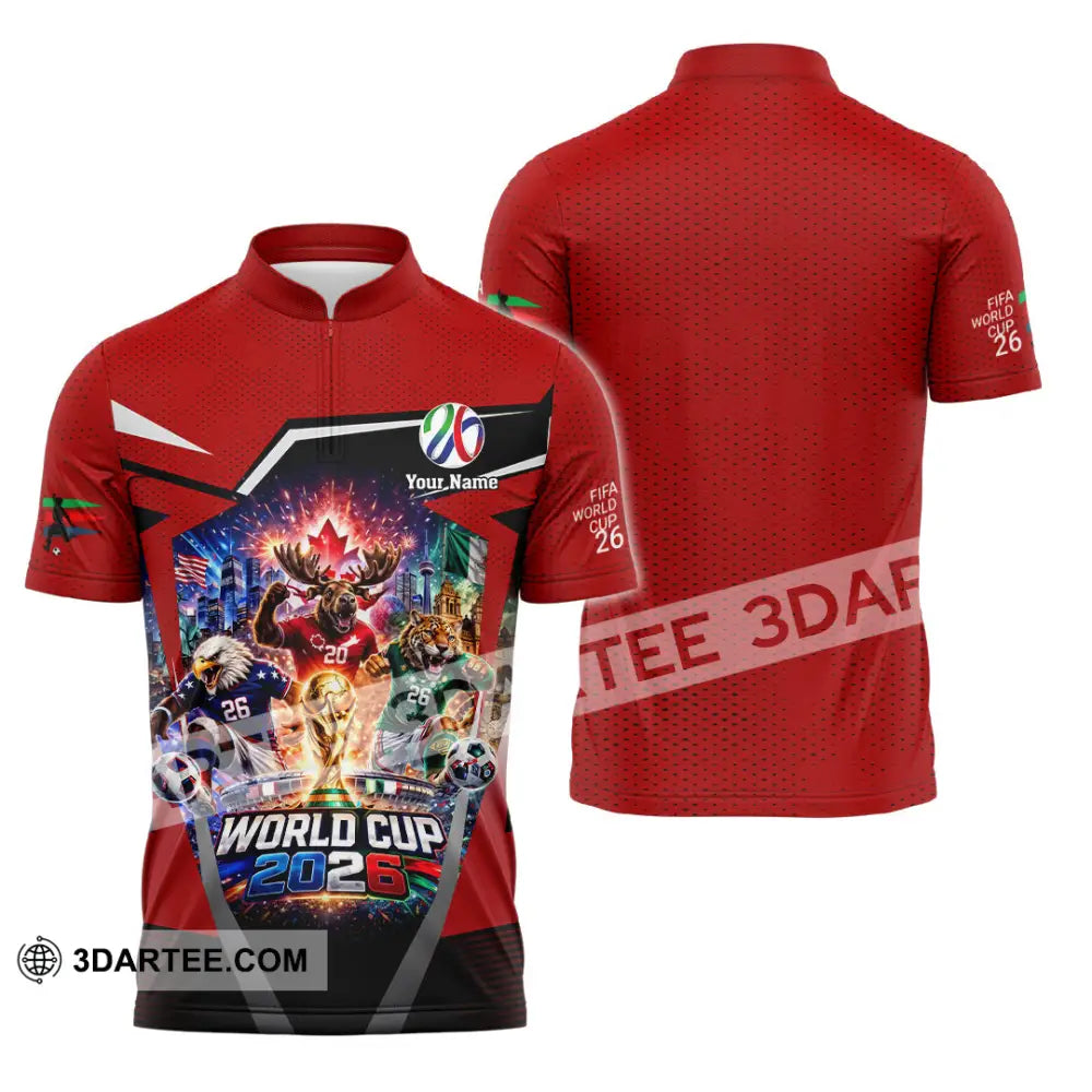 Unisex Shirt - Custom Fifa World Cup 2026 3D Shirt - Zipper Polo Shirt / S - T-shirt