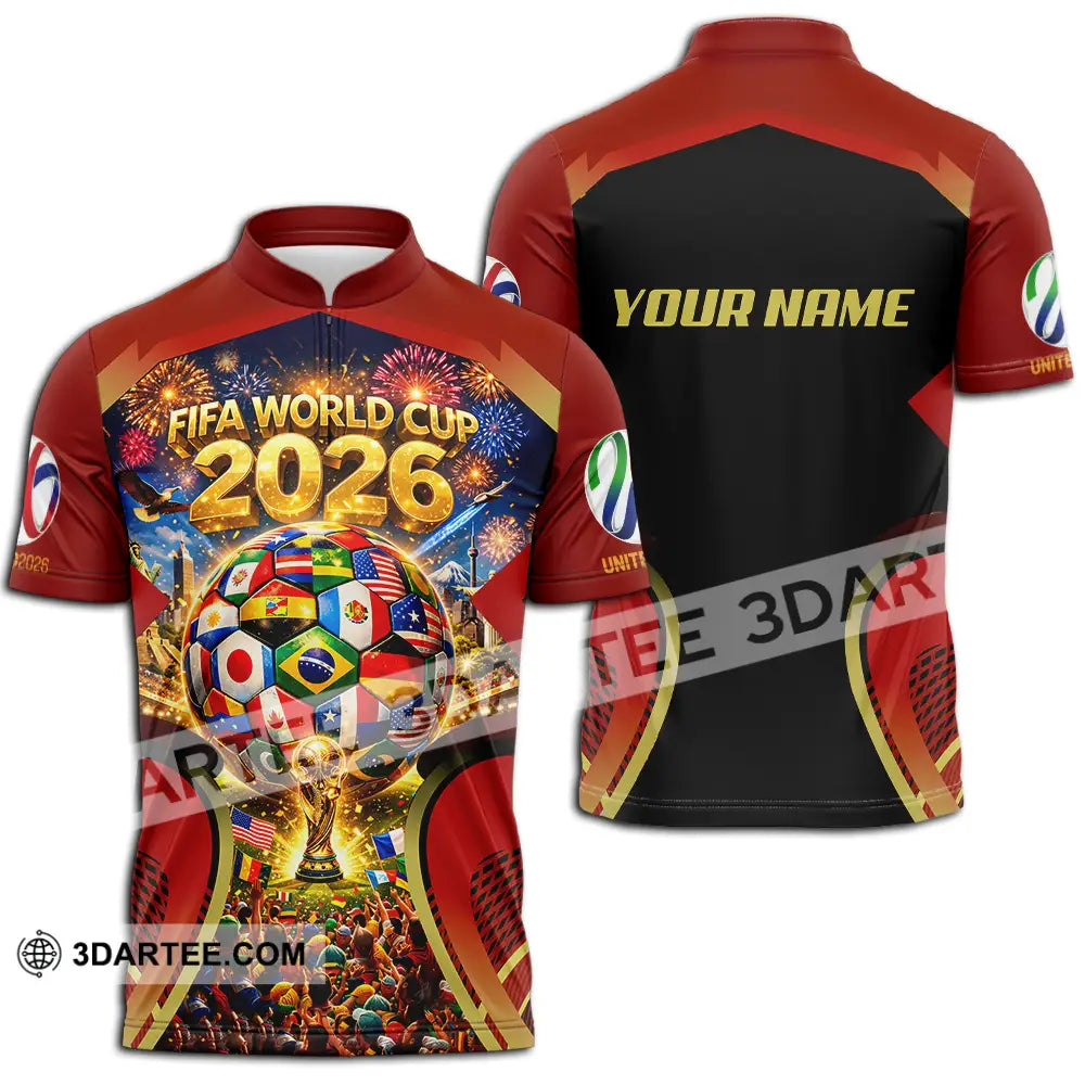 Unisex Shirt - Custom FIFA World Cup 2026 3D Shirt Zipper Polo Shirt / S T-shirt