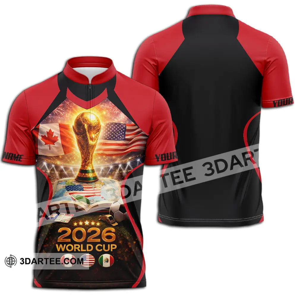 Unisex Shirt - Custom FIFA World Cup 2026 3D Shirt Zipper Polo Shirt / S T-shirt