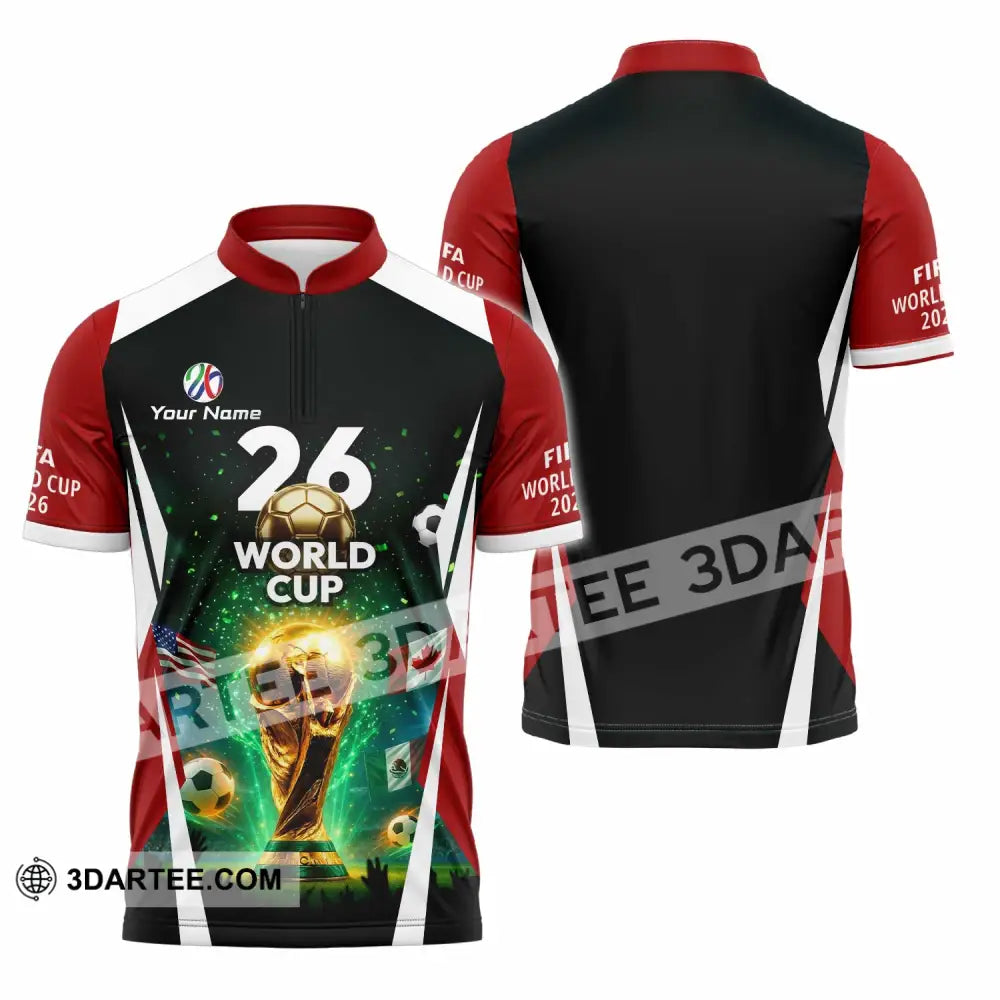Unisex Shirt - Custom Fifa World Cup 2026 3D Shirt Zipper Polo Shirt / S T-shirt