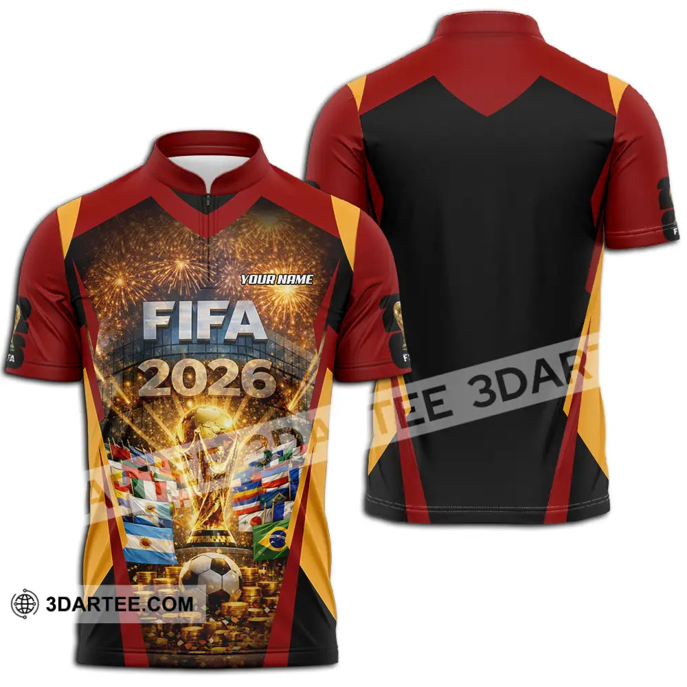 Unisex Shirt - Custom FIFA World Cup 2026 3D Shirt Zipper Polo Shirt / S T-shirt