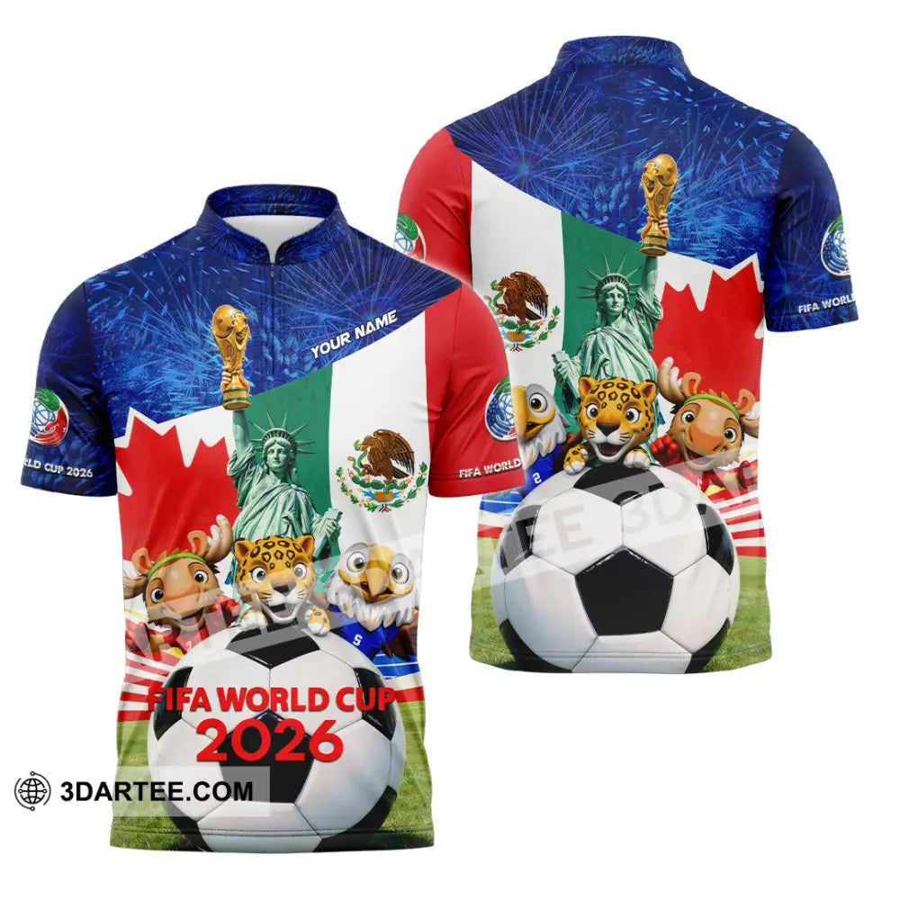 Unisex Shirt - Custom FIFA World Cup 2026 3D Shirt Zipper Polo Shirt / S T-shirt