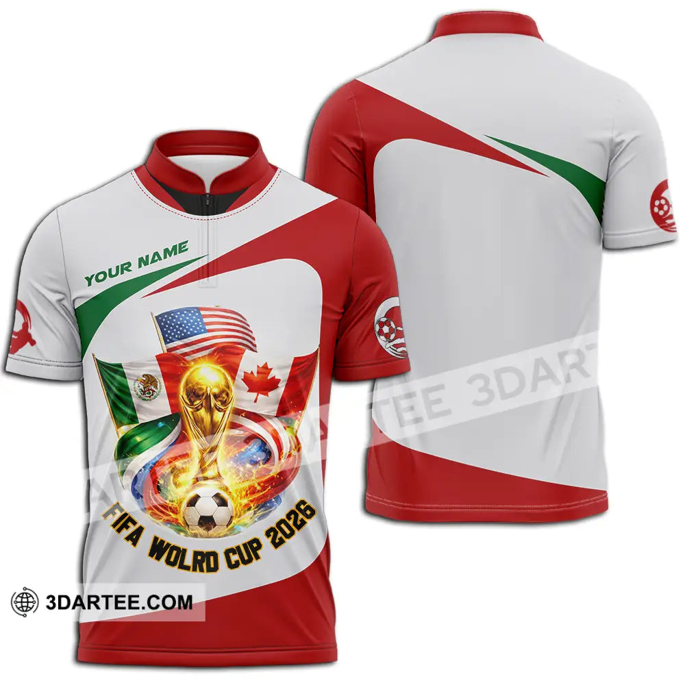 Unisex Shirt - Custom FIFA World Cup 2026 3D Shirt Zipper Polo Shirt / S T-shirt
