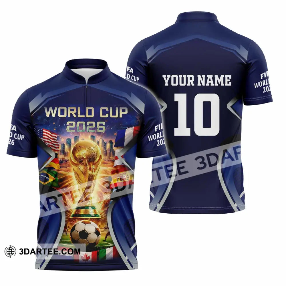 Unisex Shirt - Custom FIFA World Cup 2026 3D Shirt Zipper Polo Shirt / S T-shirt