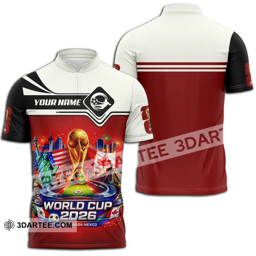 Unisex Shirt - Custom FIFA World Cup 2026 3D Shirt Zipper Polo Shirt / S T-shirt