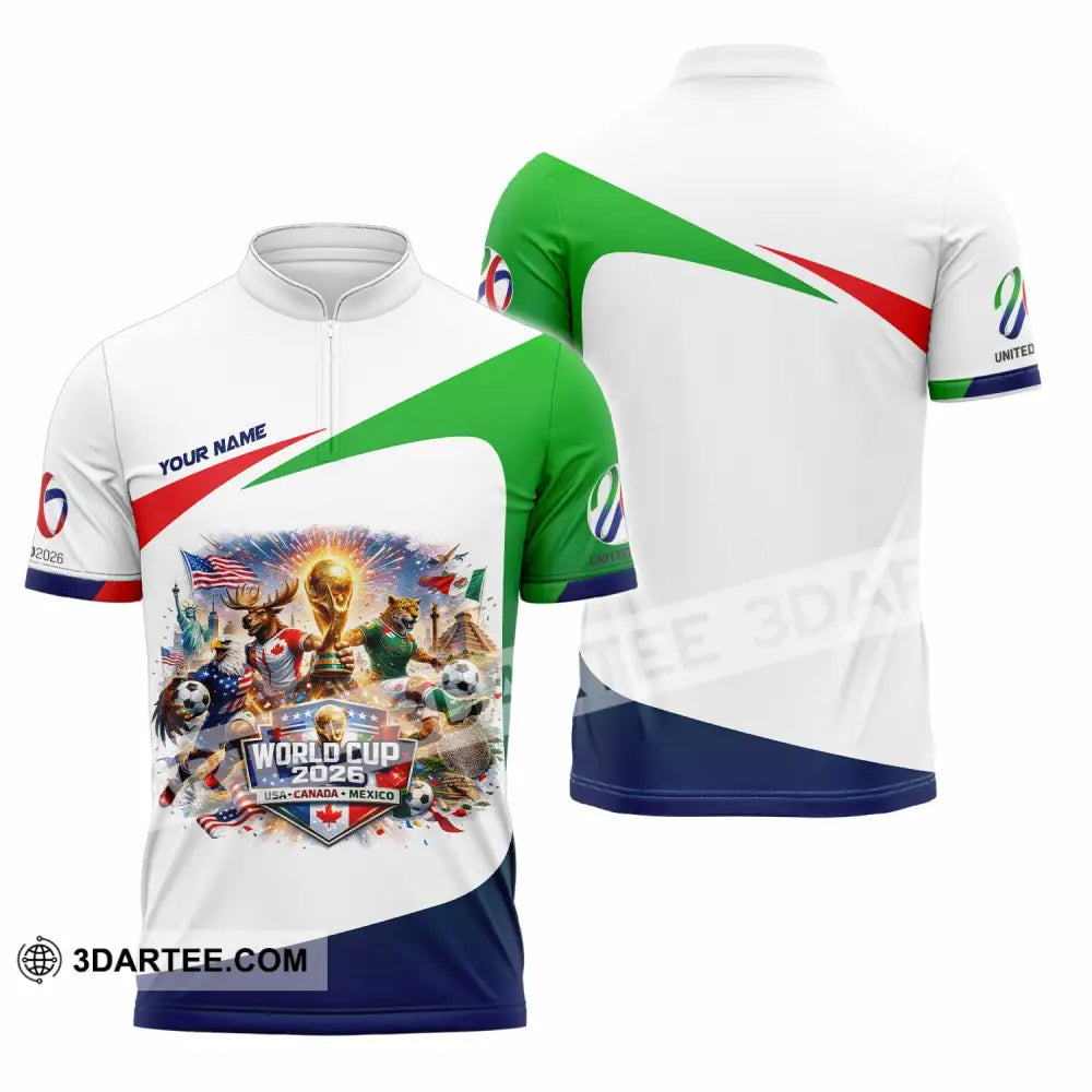 Unisex Shirt - Custom FIFA World Cup 2026 3D Shirt Zipper Polo Shirt / S T-shirt