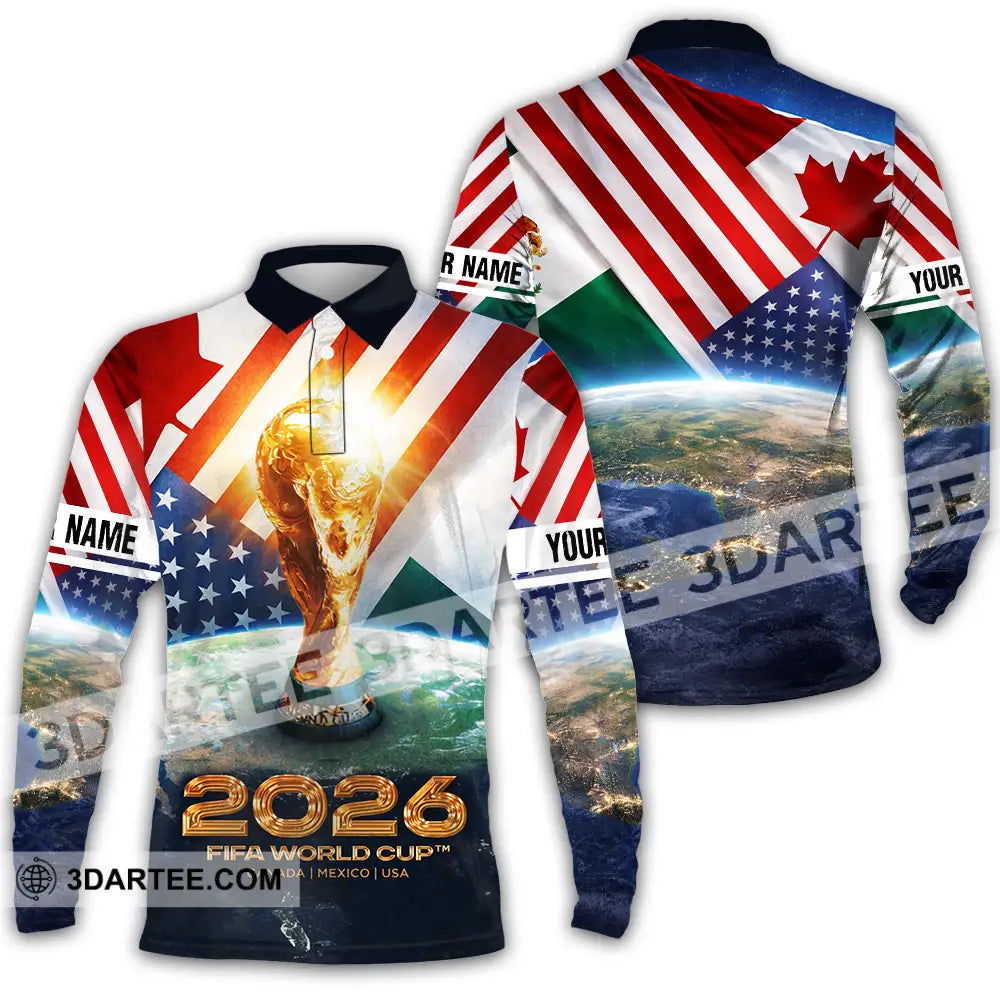 Unisex Shirt - Custom Fifa World Cup 2026 3D Shirt Long Sleeve Polo / S T-shirt