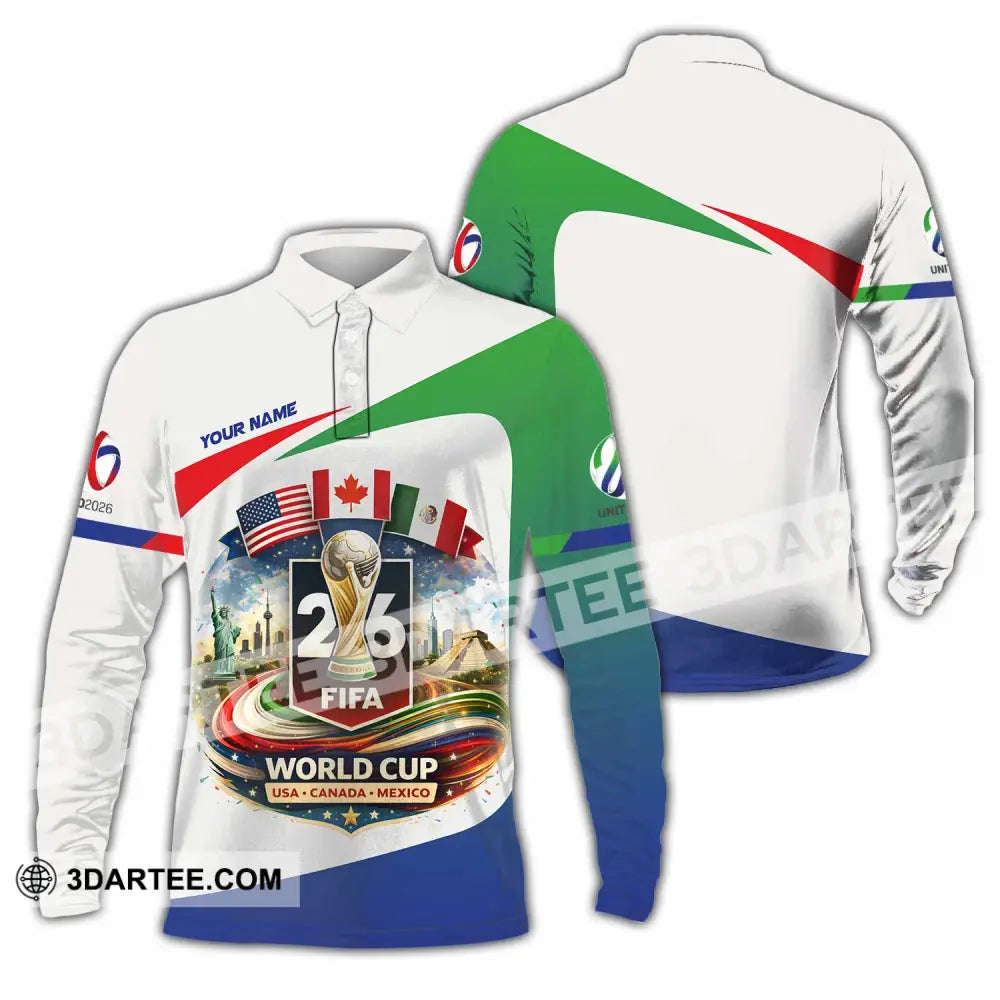 Unisex Shirt - Custom Fifa World Cup 2026 3D Shirt Long Sleeve Polo / S T-shirt