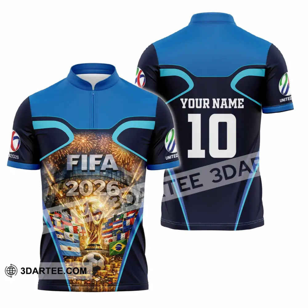Unisex Shirt - Custom Fifa World Cup 2026 3D Shirt Zipper Polo Shirt / S T-shirt