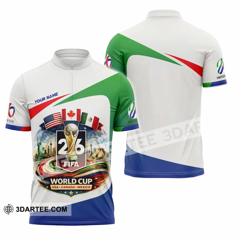 Unisex Shirt - Custom Fifa World Cup 2026 3D Shirt Zipper Polo Shirt / S T-shirt