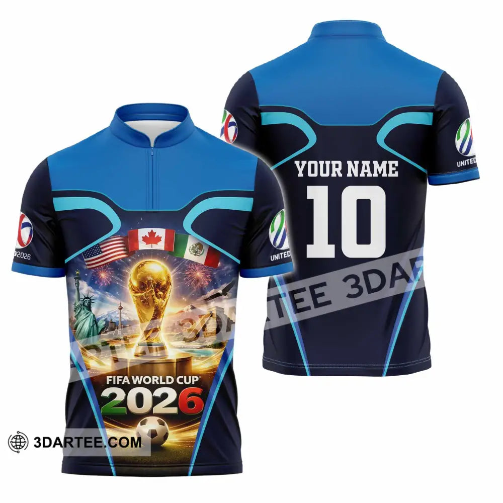 Unisex Shirt - Custom Fifa World Cup 2026 3D Shirt Zipper Polo Shirt / S T-shirt