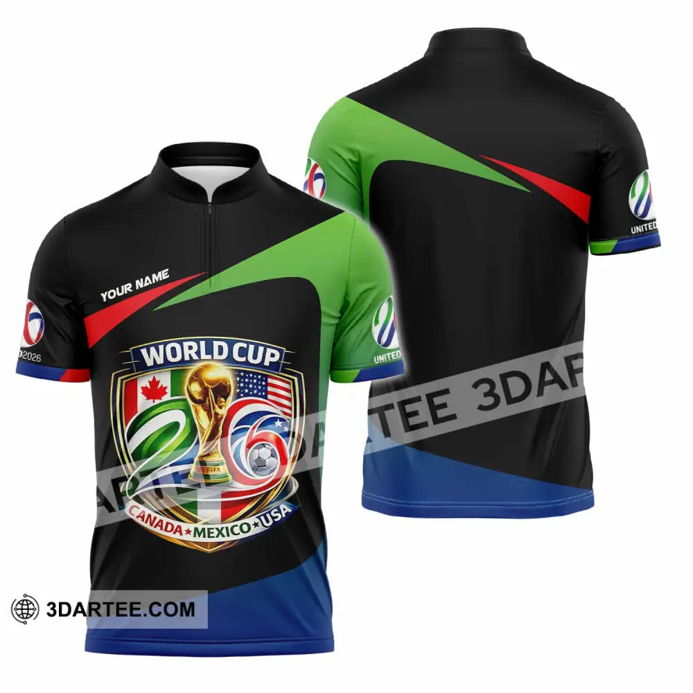 Unisex Shirt - Custom Fifa World Cup 2026 3D Shirt Zipper Polo Shirt / S T-shirt