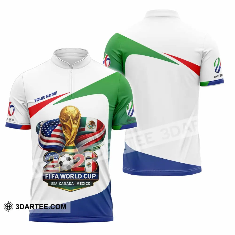 Unisex Shirt - Custom Fifa World Cup 2026 3D Shirt Zipper Polo Shirt / S T-shirt