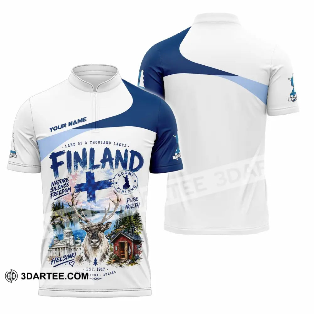 Unisex Shirt - Custom Finland Shirt - Zipper Polo Shirt / S - T-shirt