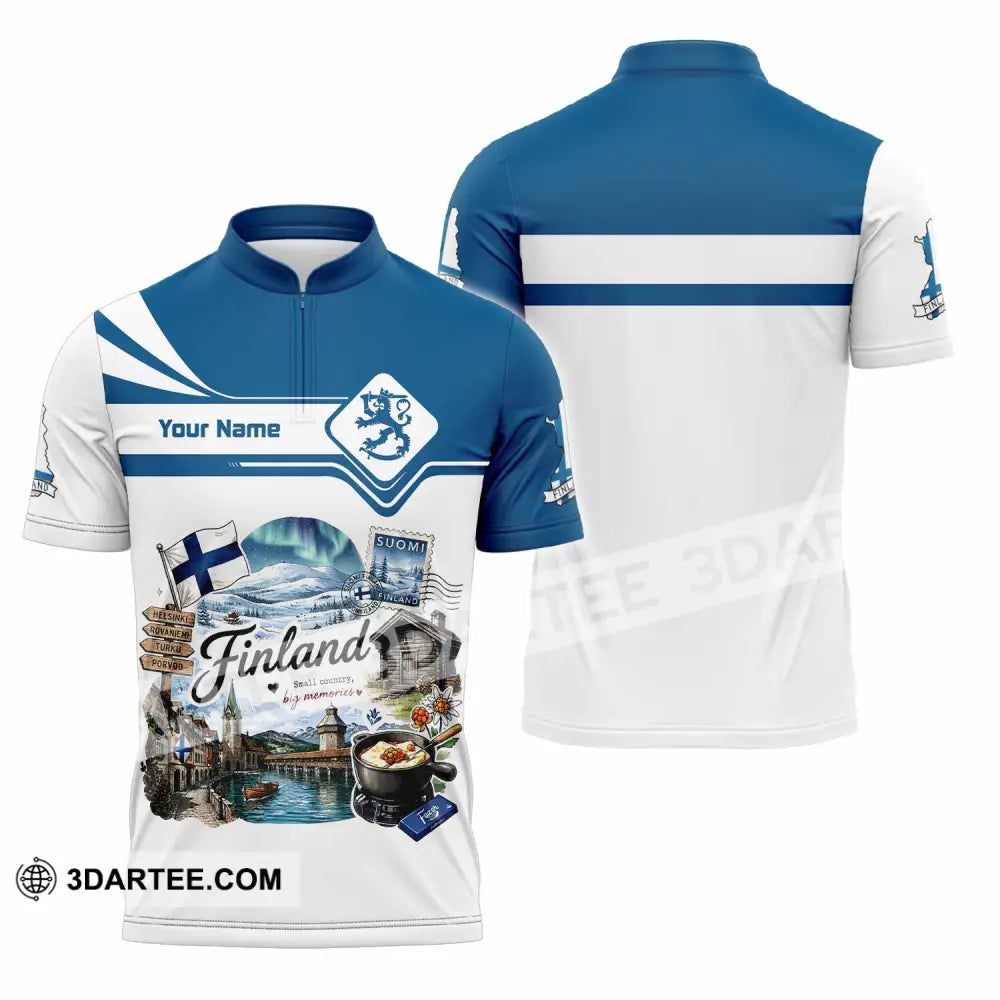 Unisex Shirt - Custom Finland Shirt - Zipper Polo Shirt / S - T-shirt