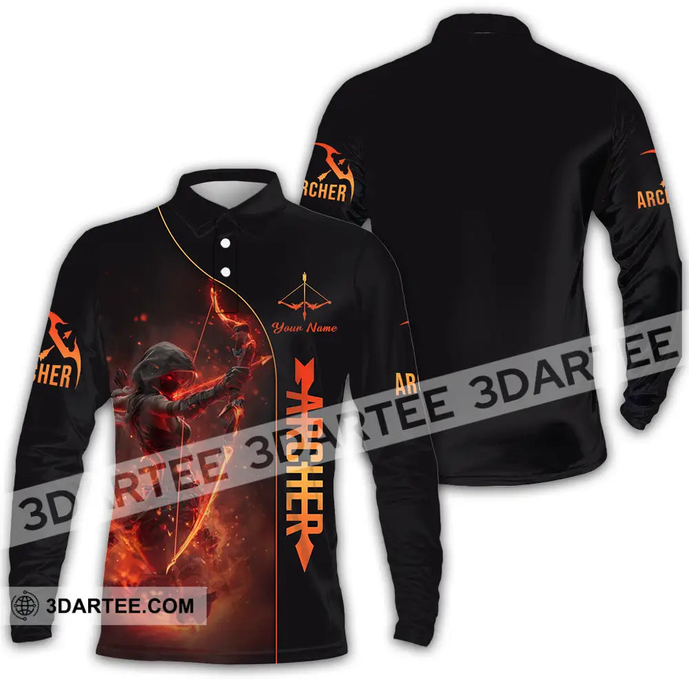 Unisex Shirt - Custom Fire Archery Shirt Long Sleeve Polo / S T-shirt