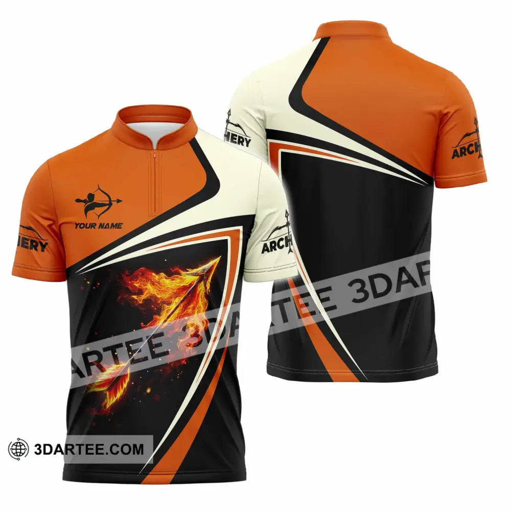Unisex Shirt - Custom Fire Archery Lover Shirt Zipper Polo Shirt / S T-shirt