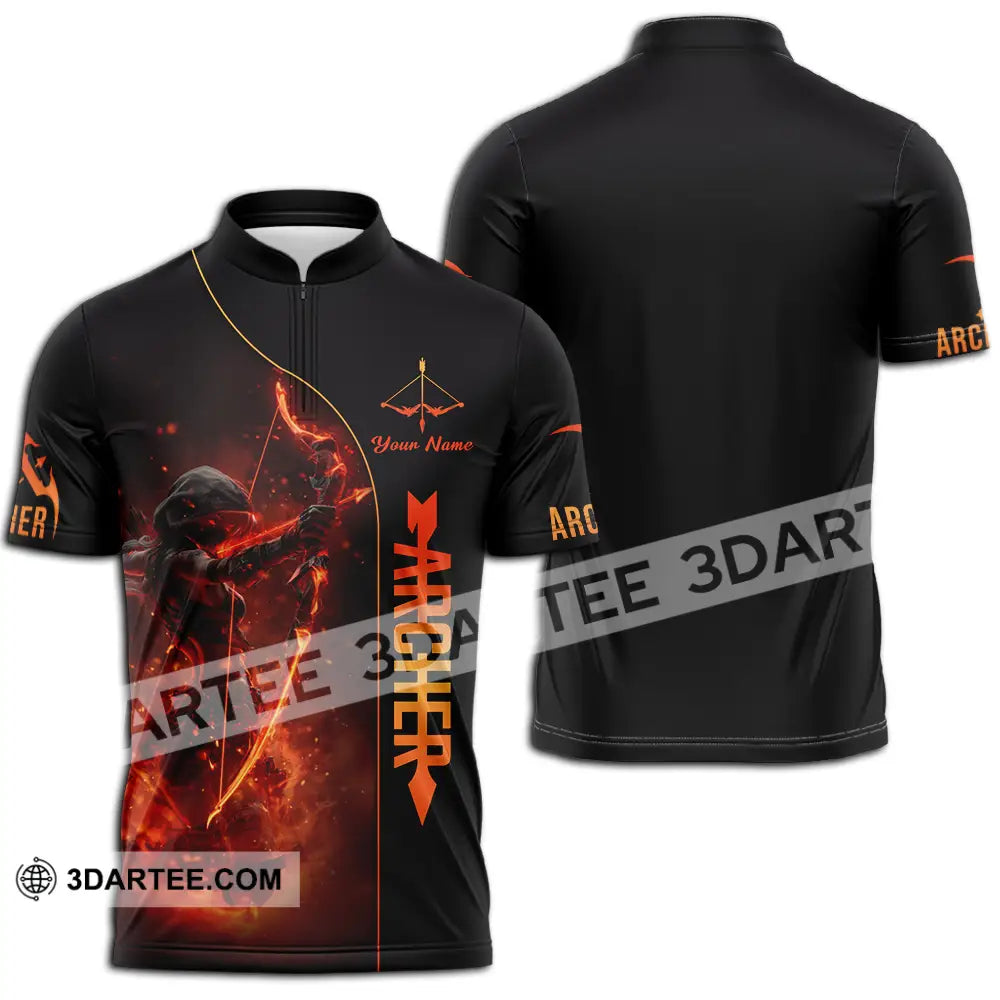 Unisex Shirt - Custom Fire Archery Shirt Zipper Polo Shirt / S T-shirt