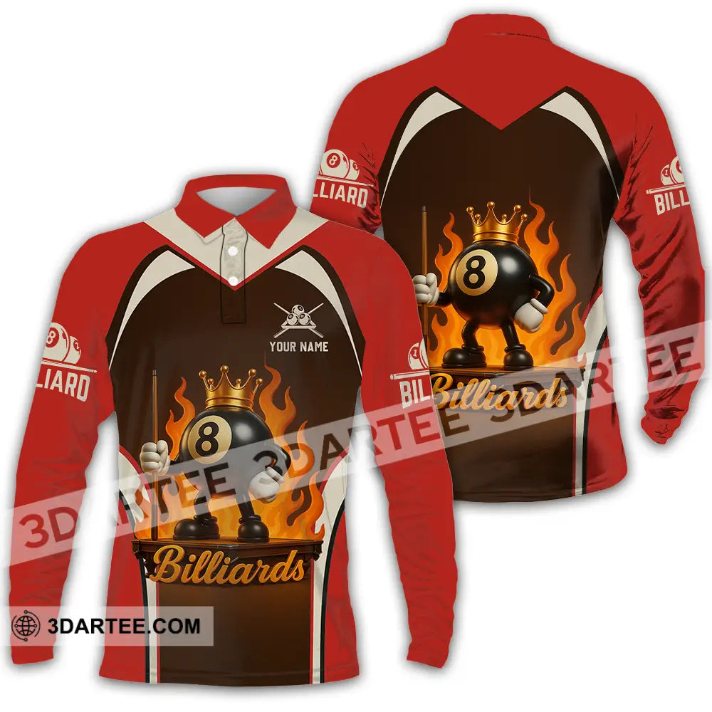 Unisex Shirt - Custom Fire Billiard Shirt Long Sleeve Polo / S T-shirt