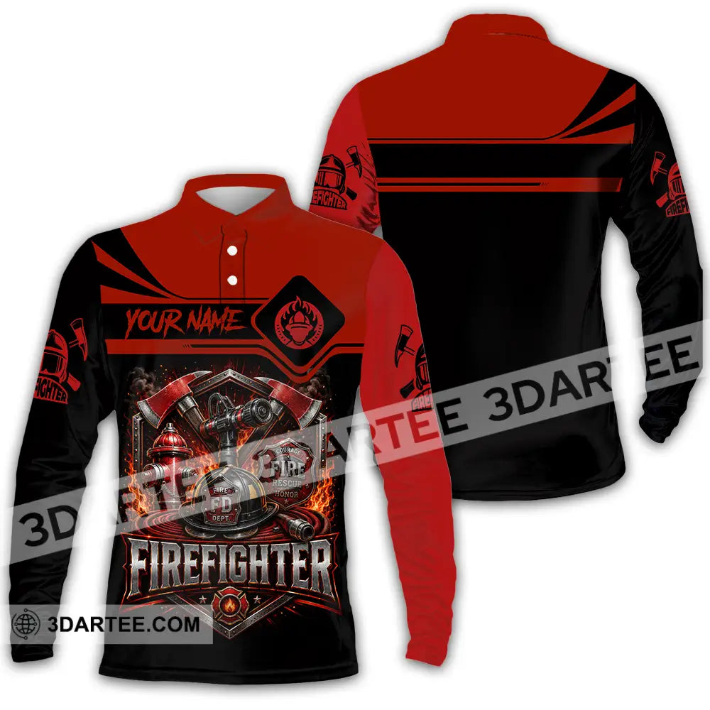 Unisex Shirt - Custom Fire Fighter Shirt - Long Sleeve Polo / S - T-shirt