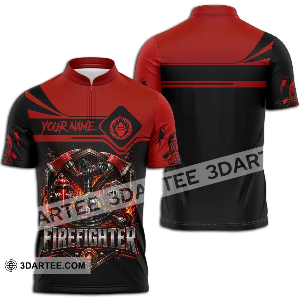 Unisex Shirt - Custom Fire Fighter Shirt - Zipper Polo Shirt / S - T-shirt