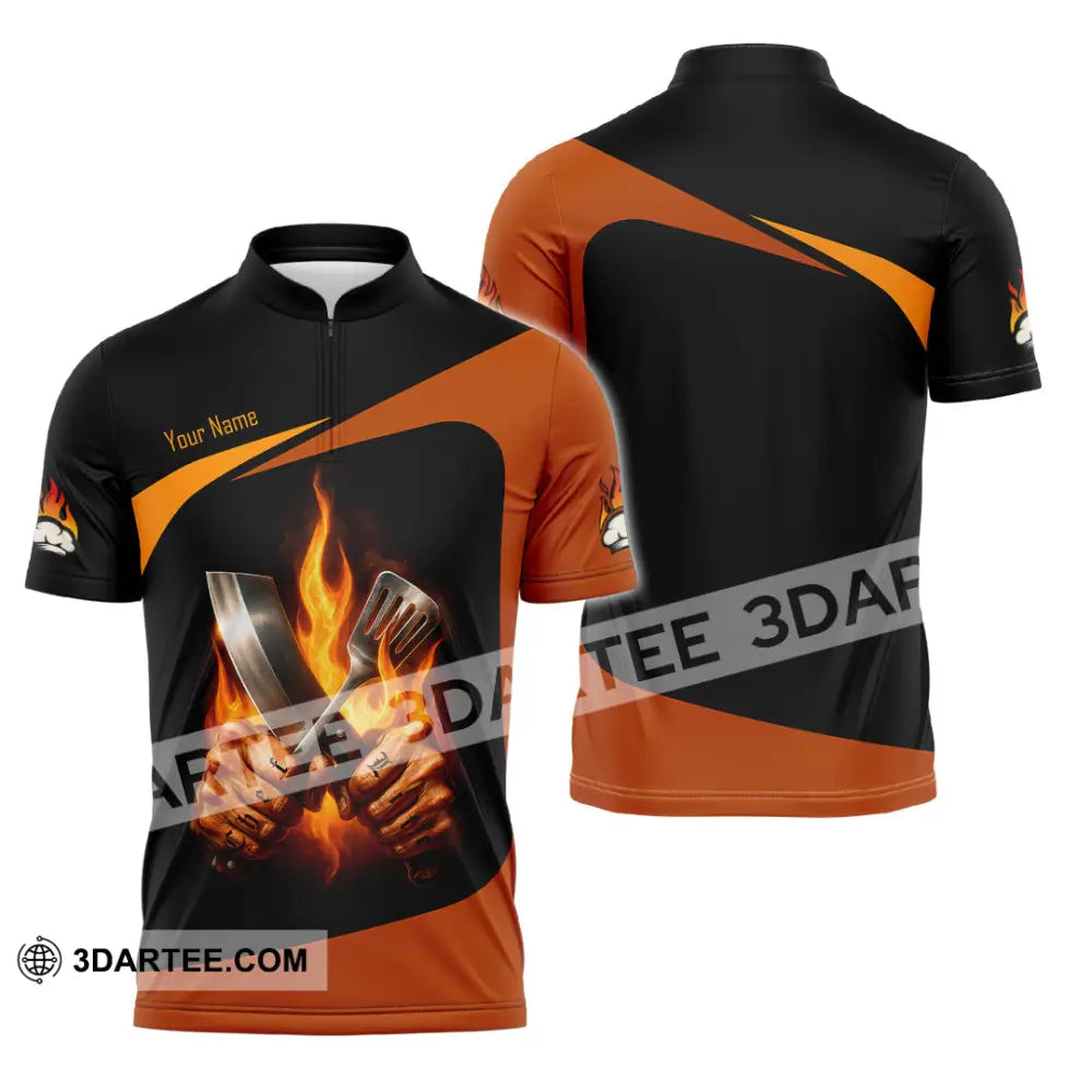 Unisex Shirt - Custom Fire Master Chef Shirt Zipper Polo Shirt / S T-shirt