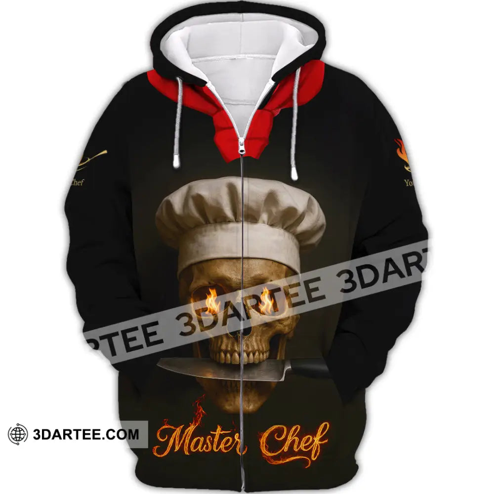 Unisex Shirt - Custom Fire Skullcap Master Chef Shirt Zipper Hoodie / S T-shirt