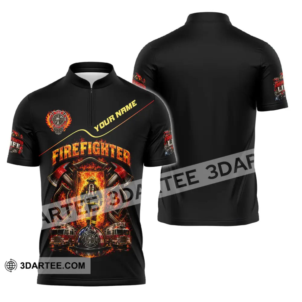 Unisex Shirt - Custom Firefighter Shirt - Zipper Polo Shirt / S - T-shirt