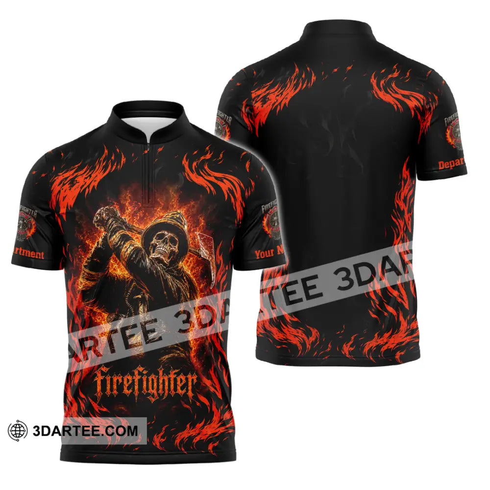 Unisex Shirt - Custom Firefighter Shirt - Zipper Polo Shirt / S - T-shirt