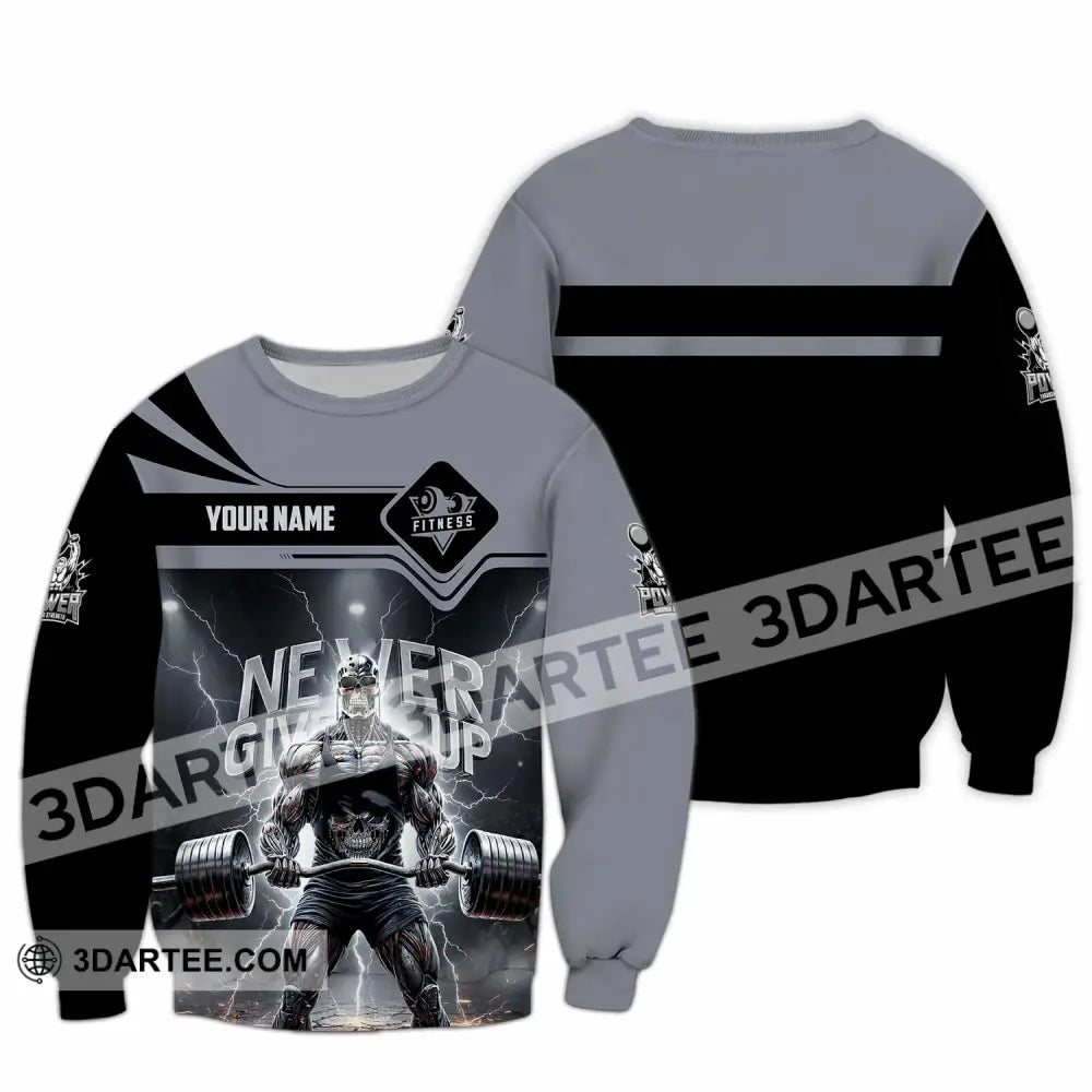 Unisex Shirt - Custom Fitness Never Give Up 3D Shirt Long Sleeve / S T-shirt