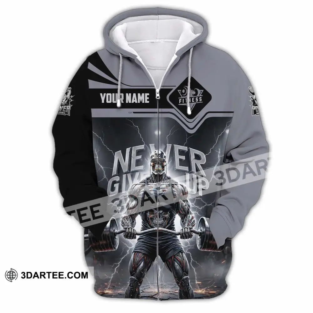 Unisex Shirt - Custom Fitness Never Give Up 3D Shirt Zipper Hoodie / S T-shirt