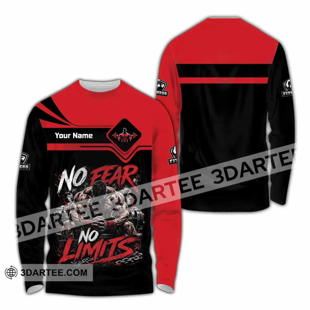 Unisex Shirt - Custom Fitness No Fear No Limits Shirt - Long Sleeve Shirt / S - T-shirt