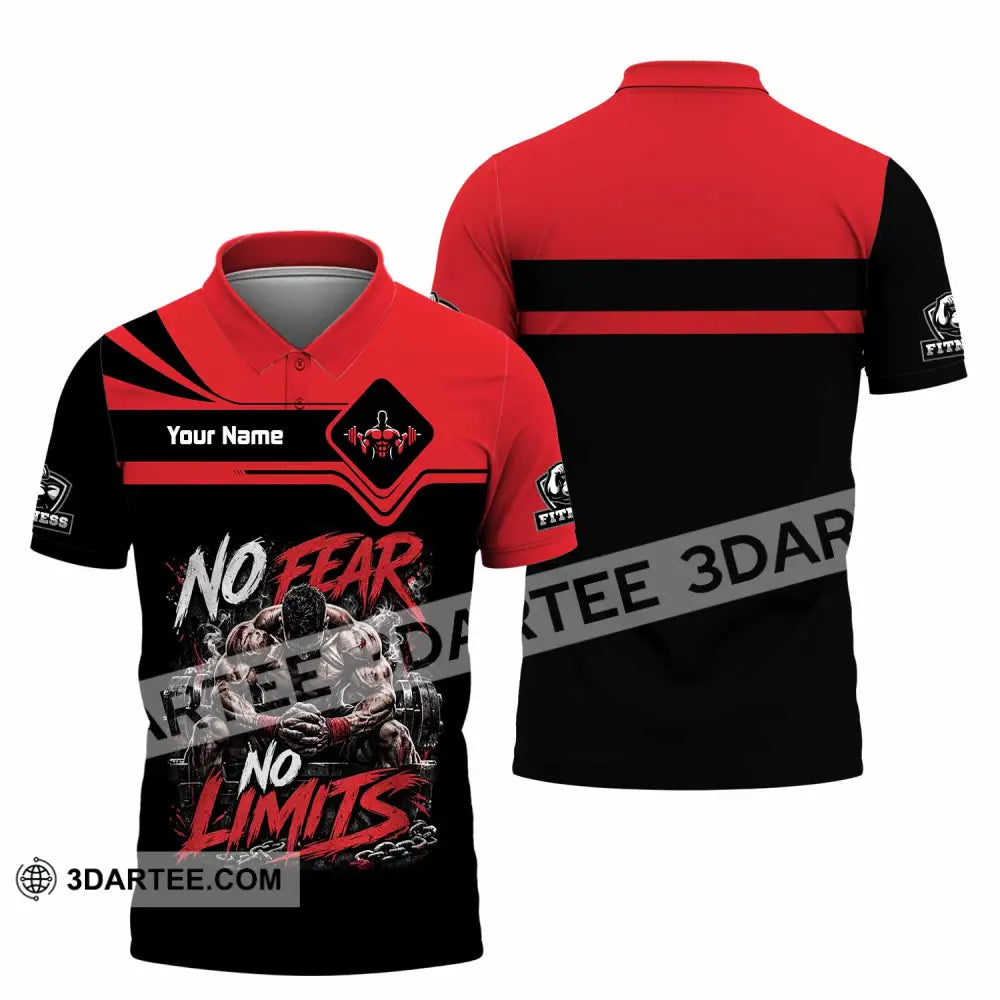 Unisex Shirt - Custom Fitness No Fear No Limits Shirt - Polo Shirt / S - T-shirt